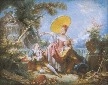 Fragonard, Jean-Honore, The Musical Contest Fine Art Oil Painting